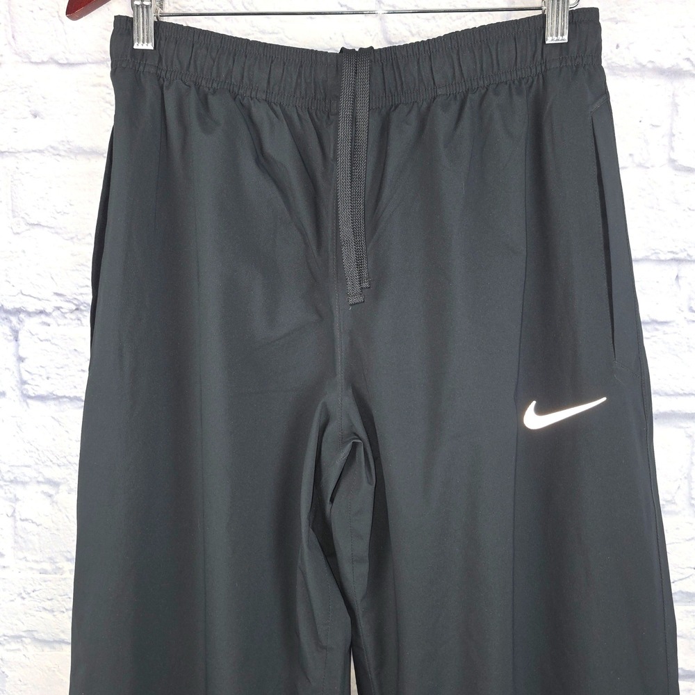 Nike Storm-FIT Mens Track Pants Black Reflective Swoosh Snap Cuff Size Large